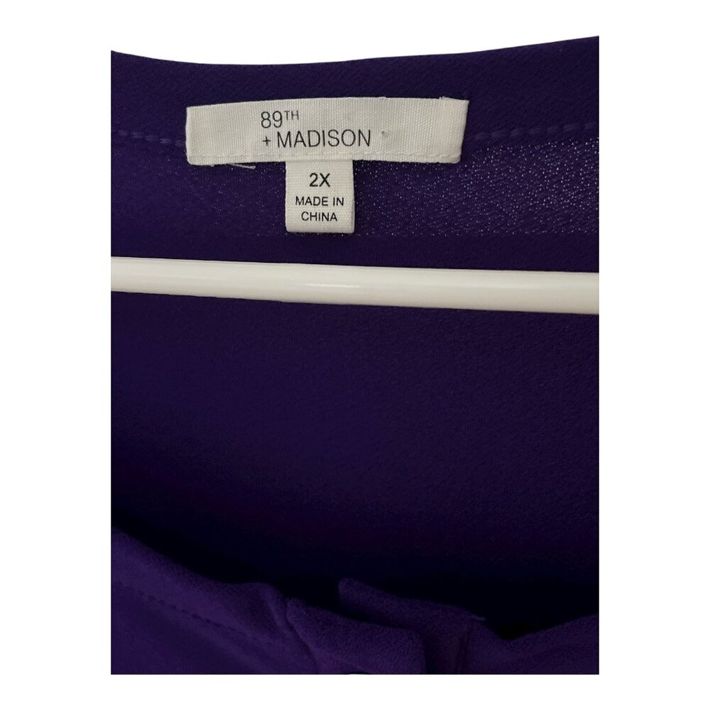 89th + Madison Women’s 2X Purple Short Sleeve Top with Rhinestone Toggle Accents - Picture 2 of 5